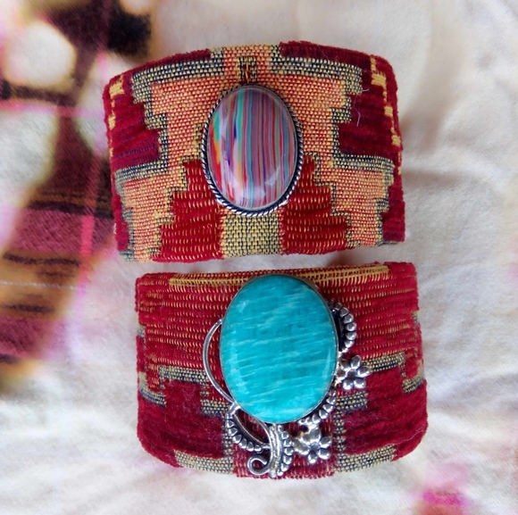 ❤ Artisan Amazonite Gemstone Kilim Cuff Bracelet, Real Silver! - Picture 13 of 13